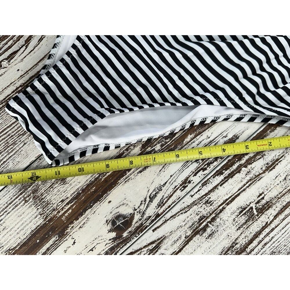 Cup She Swimsuit Womens Large Strapless Black White Striped One-piece Monokini - Picture 7 of 7
